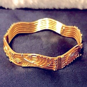 22 Carat Gold Plated Wave Bangle